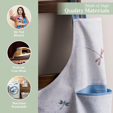 Maison d' Hermine Apron for women with Pocket 100% Cotton 27.50"x31.50" 1 Piece Adjustable Neck Strap & long ties Apron Men, Chef, Wedding, Cooking, Gardening, Server Spring/Summer (Fleurs De Mai) - Image 3
