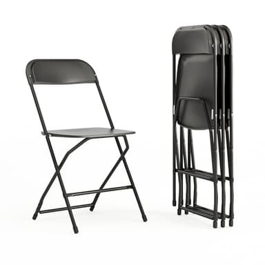 Flash Furniture Hercules Series Plastic Folding Chairs for Parties and Weddings, Stackable Commercial Event Seats with 650-lb. Static Weight Capacity, Set of 4, Black - Image 1