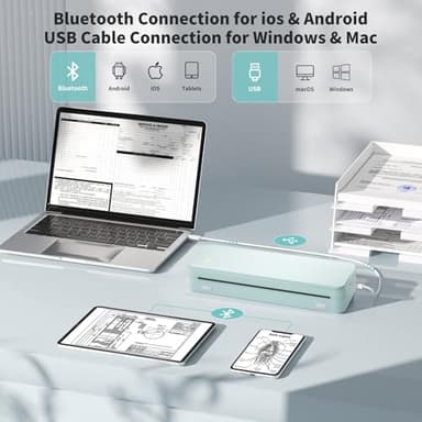 JADENS Portable Printers Wireless for Travel, Thermal Inkless Printer, Support 8.5" X 11" Thermal Paper(Green) - Image 2