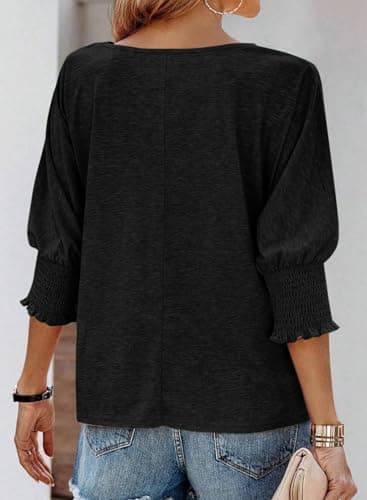 Dokotoo Women Blouses Summer Womens Tops 2025 Fall Outfits Clothes Plus Size Trendy Black Short Long Sleeve Shirts for Women Business Casual Teacher Fashion Womens Top Women's Clothing - Image 5