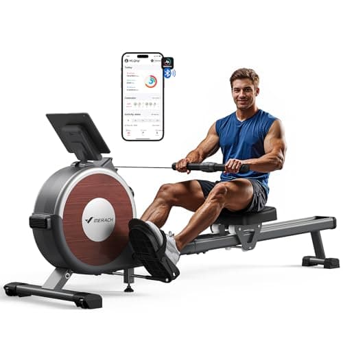 Merach Rowing Machine, Magnetic Rower Machine for Home, 16 Levels of Quiet Resistance, Dual Slide Rail with Max 350lb Weight Capacity, App Compatible with LCD Monitor, Q1S - Image 1