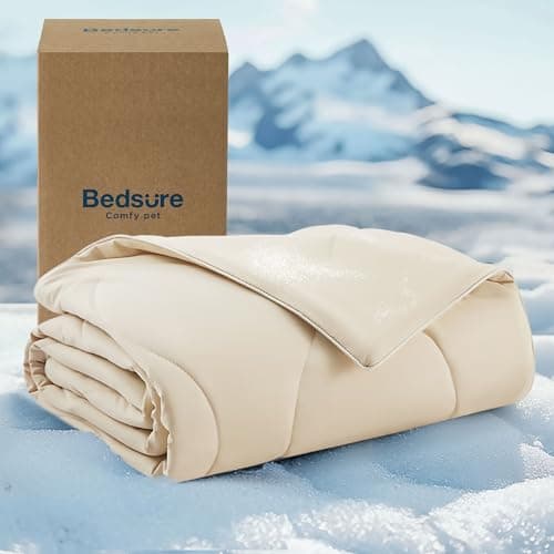 Bedsure Premium Cooling Blanket for Medium Dog - Q-MAX>0.5, Breathable Summer Washable Cold Pet Throw Blanket, Soft Durable Self Cooling Cat Mat for Hot Weather, Gentle Cream, 30x40 - Image 1