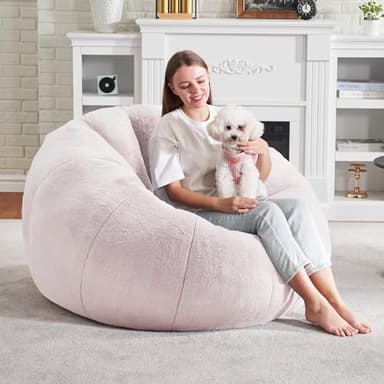 Hobestluk Bean Bag Chairs Large Bean Bag Couch for Adults Stuffed Sofa Chair Comfy Giant Bean Bag Chair with Spacious Design for Reading, Playing or Relaxing (Pink) - Image 4