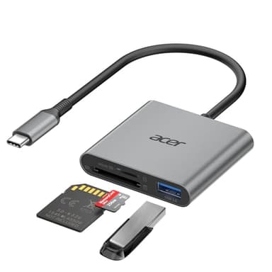 Acer SD Card Reader USB C, 3 in 1 Memory Card Reader with Dual Slots & USB 3.0, Micro SD Card Adapter for iPhone 16/15 Compatible with Camera, Android, MacBook Pro/Air, Laptop - Image 1