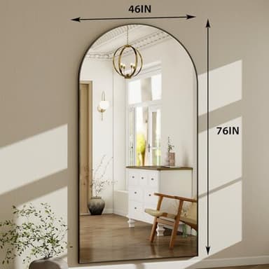 HARRITPURE 76"x46"Full Length Mirror - Arch Floor Mirrors with Aluminum Alloy Frame Free-Standing Wall Mounted or Leaning Large Bedroom Dressing Mirror,Black - Image 5