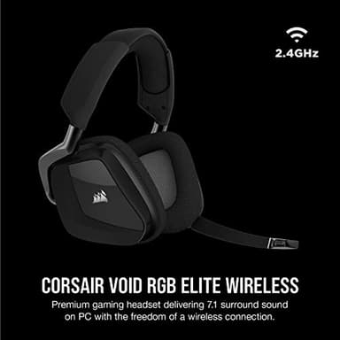 CORSAIR VOID RGB ELITE Wireless Gaming Headset – 7.1 Surround Sound – Omni-Directional Microphone – Microfiber Mesh Earpads – Up to 40ft Range – iCUE Compatible – PC, Mac, PS5, PS4 – Carbon - Image 2
