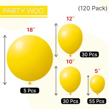 PartyWoo Yellow Balloons 120 pcs Different Sizes of 18 12 10 5 Inch Matte Light Yellow Latex Balloon Arch Kit Garland for Easter Bee Baby Shower Sunflower Birthday Graduation Decorations Yellow-Y55 - Image 6
