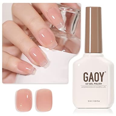 GAOY Sheer Nude Gel Nail Polish, 16ml Jelly Natural Pink Translucent Color 1301 UV Light Cure Gel Polish for Nail Art DIY Manicure and Pedicure at Home - Image 1
