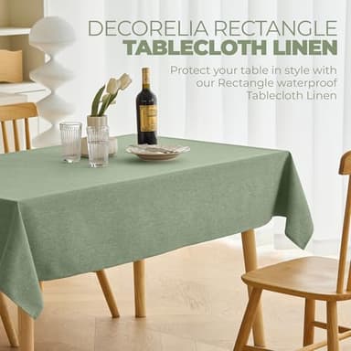 Decorelia Rectangle Linen Farmhouse Tablecloth for 10ft Table, (Oblong, 60 x 144 Inch (12-14 Seats), Sage Green) - Image 2