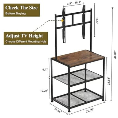 23 Inch to 50 Inch Floor Small Corner TV Stand with Storage Shelves for Living Room Bedroom, Universal Floor Television Stands with Mount, Rustic Brown Corner TV Table Desk Shelf for Small Space - Image 2