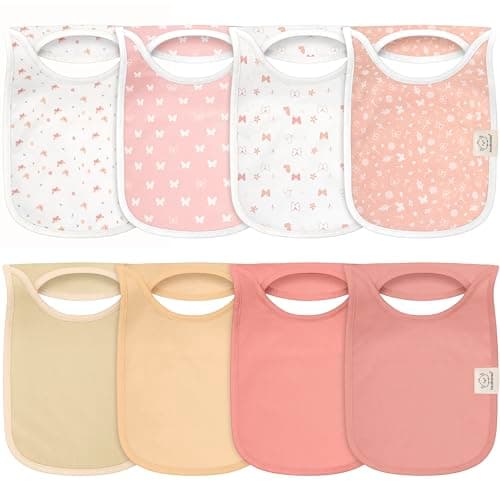 8-Pack Baby Bibs for Boys, Girls - Pullover Bibs for Drooling Teething Baby Girl & Boy Toddler, Newborn, Soft & Absorbent, Cute Colors, Large Torso Coverage Keep Infant Clean & Dry (Butterflies) - Image 1
