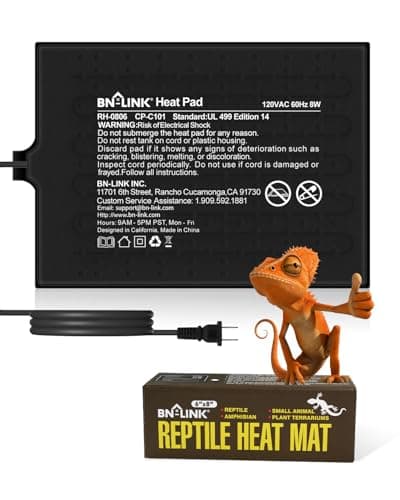 BN-LINK Reptile Heat Pad 6"X8" 8W for 10-20gal Under Tank Terrarium Heating Mat Waterproof for Turtle, Lizard, Frogs, Snake, Hermit Crab - Image 1