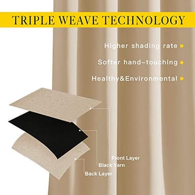 NICETOWN Biscotti Beige Blackout Curtains 84 inches Long for Bedroom - Thermal Insulated Solid Grommet Room Darkening Window Treatments Sound Reducing for Living Room (2 Panels, W52 x L84) - Image 3
