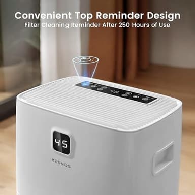 Kesnos 80 Pints Energy Star Dehumidifier for Home & Basement with Drain Hose, Front LED Display and 1.06 Gal Water Tank, Ideal for Spaces up to 5,500 Sq. Ft., Featuring Auto Defrost & Timer Function - Image 7