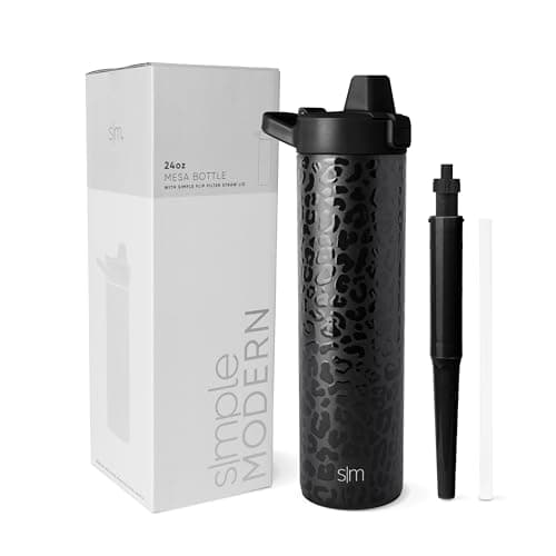 Simple Modern Filtered Water Bottle | Insulated Stainless-Steel Carbon Filter Travel Water Bottles | Reusable for Clean Drinking Water On The Go | 24oz, Black Leopard - Image 1