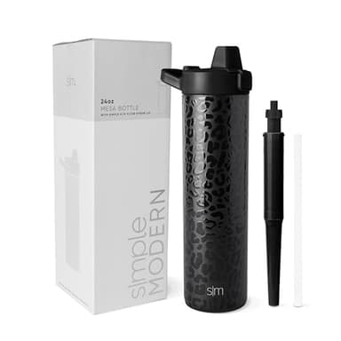 Simple Modern Filtered Water Bottle | Insulated Stainless-Steel Carbon Filter Travel Water Bottles | Reusable for Clean Drinking Water On The Go | 24oz, Black Leopard - Image 1