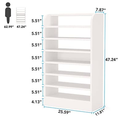 Tribesigns Shoe Rack, 8-Tier Tall Shoe Shelf, Wooden Shoe Storage Cabinet, White - Image 2