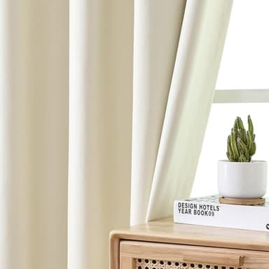 Airwill Grommet Blackout Curtains for Living Room Bedroom Window - Set of 2 Window Curtain Panels, Room Darkening, Thermal Insulated (W52 x L84 Inch, 2 Panels, Beige) - Image 3