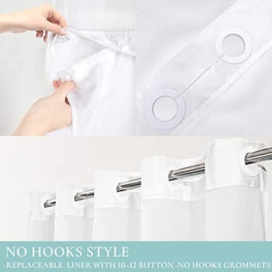 Tititex No Hooks Snap in Liner Teal Eucalyptus Leaves Shower Curtain Sets, Hotel Luxury Double Layers Waterproof Fabric & See-Through Top Window Bathroom Decorative 72x84 Inch - Image 6