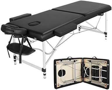 Yaheetech Massage Tables Portable Massage Bed Aluminium Height Adjustable Facial Salon Tattoo Bed with Non-Woven Bag, 28 inch Width Black - Image 2