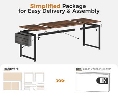 ODK 71 Inch Large Computer Desk Home Office Desk, Long Modern PC Desk Work Table with Headphone Hook & Fabric Bag for Storage, Spliced Board, Rustic Brown - Image 9