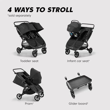 Baby Jogger City Mini GT2 All-Terrain Double Stroller Jet Black Perfect for Newborn and Toddler Compatible with Britax Cybex Graco and Maxi Cosi Infant Car Seats - Image 5