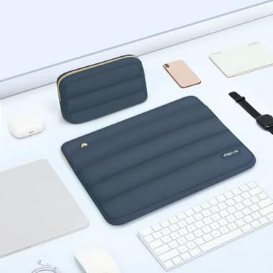 MOSISO 15-15.6 inch Laptop Case, 16 inch Puffy Laptop Sleeve Compatible with MacBook Pro 16, HP Dell ASUS Acer Toshiba Lenovo Notebook Computer, Polyester Horizontal Bag with Small Case, Haze Blue - Image 5