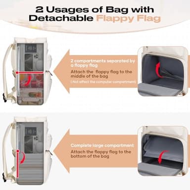 Maelstrom Travel Backpack for Women Men,Laptop Backpack Fits 15.6-17.3 Inch Laptop, Nurse/Teacher/Work Bag with Insulated Lunch Box,Water Resistant Carry On Backpack,Beige - Image 2