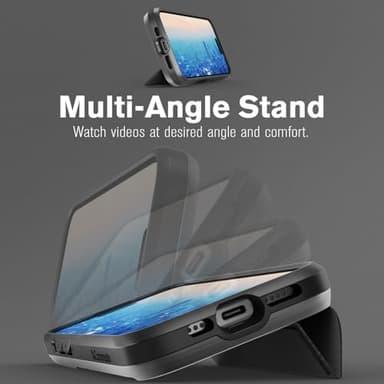 VENA vCommute for iPhone 16 Pro Wallet Case, [Military Grade Drop Protection] Flip Leather Cover Slot Card Holder with Kickstand - Black - Image 4