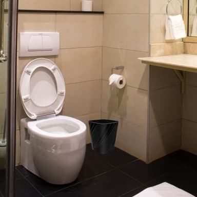 DAJITRE Small Plastic Trash Can Wastebasket Recycling Bin for Bathroom, Dorm, Bedroom，Home Office, Garbage Can for Bedroom, Kids Room (1, Black) - Image 5