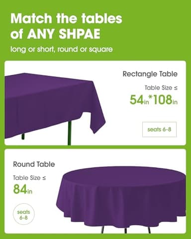 Pureegg Plastic Table Cloth Disposable 20 Pack, 54 x 108 Inch Table Cloths, Graduation Decorations Class of 2025, Graduation Party Tablecloths, Rectangle, Plastic Cover, Leakproof & Sturdy, Purple - Image 2