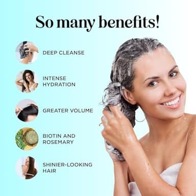 Rosemary Biotin Shampoo and Conditioner Set - Volumizing Shampoo and Conditioner for Thinning Hair for Women & Men with Nourishing B Vitamins - Color Safe Sulfate Paraben & Silicone Free (16 Fl Oz) - Image 6