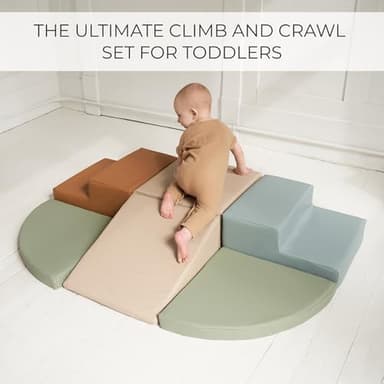 ZICOTO Fun Climbing Toy Set for Toddlers Aged 1-3 - Incl. Crawl Through Tunnel & PU-Leather Climbing Blocks for Unlimited Indoor Fun - Perfect Foam Play Gym for Baby/Kids to Safely Learn New Skills - Image 4