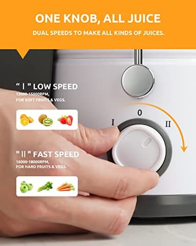 GDOR 800W Juicer Machine, 3” Wide Feed Chute, Dual-Speed Centrifugal Juicer for Fruits & Vegetables, Anti-Drip Function, BPA-Free, Easy to Clean with Brush, White - Image 4