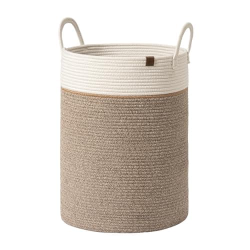 LA JOLIE MUSE Woven Basket Rope Storage Baskets - Large Cotton Organizer, Basket for Baby Blanket, Kids Toy Nursery Laundry Basket Mocha XL - Image 1