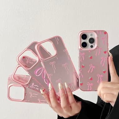 ZTOFERA for iPhone 14 Pro Case,Cute Pink Ribbon Bow Tie Planet Star Floral Aesthetic Phone Case,Trendy Slim Hard IMD Shockproof Protective Bumper Phone Cover for Women Girls,Heart - Image 8