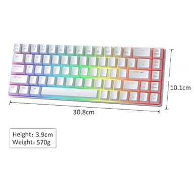 MageGee Portable 60% Mechanical Gaming Keyboard, Red Switch, PBT Pudding Keycaps RGB Backlit Compact 68 Keys Mini Wired Office Keyboard for Windows Laptop PC - White - Image 8