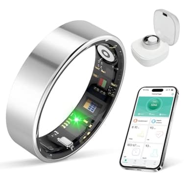 Smart Health Ring for Women Men Fitness Tracker with Heart Rate, Blood Pressure,Blood Oxygen,Step Counting, Sleep Monitoring,IP68 Waterproof for iPhone and Android, No Subscription Fee (Silver, 9) - Image 1