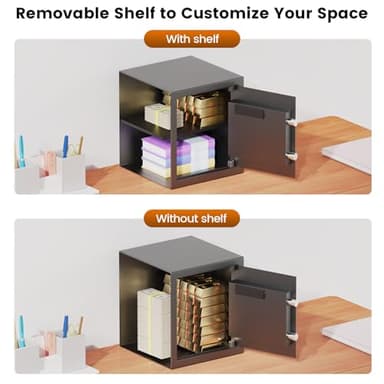 14.17 Inches Tall Safe Box, Home Safe with Fireproof Waterproof Bag, Anti-Theft Digital Security Lock Box with Smart Alert System, Removable Shelf, Mute Function, Document Safes for Money Jewelry - Image 3