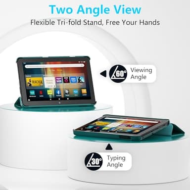 New Amazon Fire HD 8 Tablet Case (12th/10th Generation, 2024/2022/2020 Release), Lainergie Slim Light Smart Trifold Stand PU Lether Cover with Auto Wake/Sleep Incompatible with Old Version, Emerald - Image 4