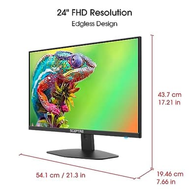 Sceptre New 24-inch Gaming Monitor 100Hz 1ms DisplayPort HDMI x2 100% sRGB AMD FreeSync Build-in Speakers, Eye Care Frameless Machine Black 2024 (E248W-FW100T) - Image 5