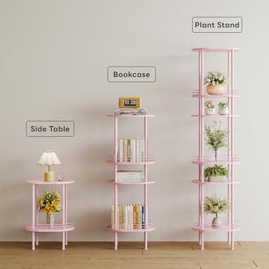 DGSANDGO Small Round Side Table,Bedside Table with Storage, Morden Round Nightstand, Samll Side Table for Living Room，Bathroom，Bedroom, Nursery, Laundry, Pink - Image 5
