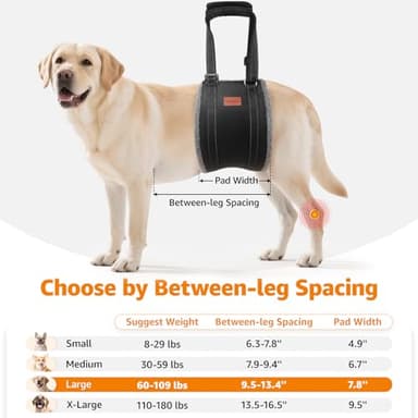 LOOBANI Portable Dog Sling for Back Legs, Hip Support Harness to Help Lift Dogs Rear for Canine Aid and Old K9 Cruciate Ligament Rehabilitation - Image 2