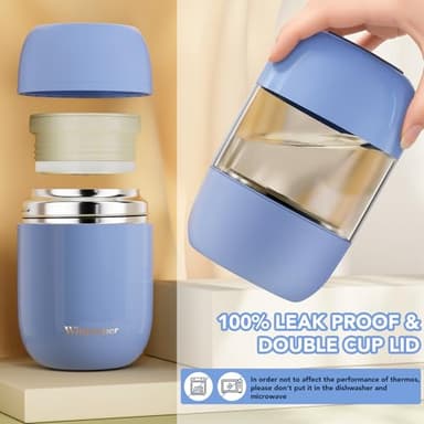 Winproper 16OZ Food Container for Hot Food, Airtight Insulated Food Jar for Adult & Kids, Stainless Steel Vacuum Lunch Container, Kids Lunch Cup with Spoon, School, Office, Picnic, Outdoor, Purple - Image 6