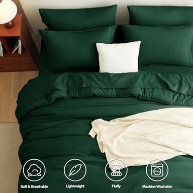 CozyLux King Comforter Set Emerald Green, 7 Pieces Bed in a Bag Bedding Comforter Set with Sheets, All Season Boho 7PC Bed Sets with Comforter, Fitted Sheets, Flat Sheets, Pillow Shams and Pillowcases - Image 2