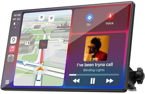 Topexplore Carplay Screen for Car, 9'' Wireless CarPlay & Android Auto- Upgrade Portable Touchscreen with Bluetooth, Mirror Link, Voice Control, Hands-Free Calling,Plug & Play Car Play Screen - Image 1