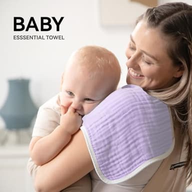 Synrroe Burp Cloths Large, Muslin Burp Cloths for Baby Girls, Pack of 10 Extra Absorbent and Soft Muslin, 6 Layers 20 by 10 Inches 100% Cotton (Pink-Purple 10 Pack) - Image 3