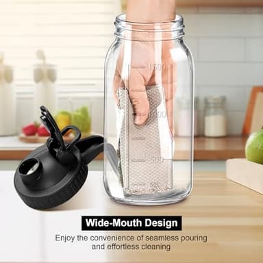 64oz Glass Pitcher with Lid, 2 Quart Mason Jar Pitcher with Lid and Spout, Wide Mouth Breast Milk Pitchers Glass Jug Sun Tea, Cold Brew Coffee Pitchers, Fridge Container for Water, Juice, Tea - Image 5
