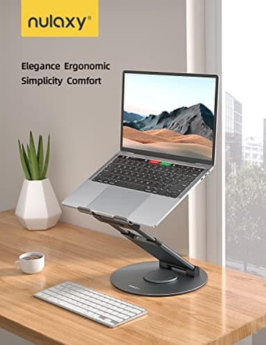 Nulaxy Telescopic 360 Rotating Laptop Stand for Desk Adjustable Height Swivel Pull Out Design Ergonomic Laptop Riser Standing Desk Converter Fits All 10-17" Laptops Computer MacBook, Gray - Image 8