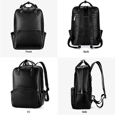BOSTANTEN Laptop Backpack for Women 15.6 inch Computer Genuine Leather Backpack Purses College Travel Daypack Large Satchel Black - Image 5